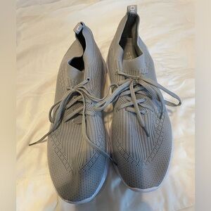 Size 12 gray, slip-on walking shoes.